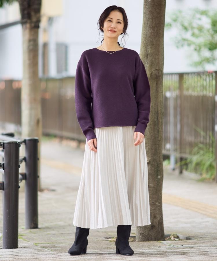 ザ ショップ ティーケー  (ウィメン) THE SHOP TK(Women) 【洗える】毛玉になりにくい蓄熱ガーターニット （スミクロ(018)） スミクロ(018)