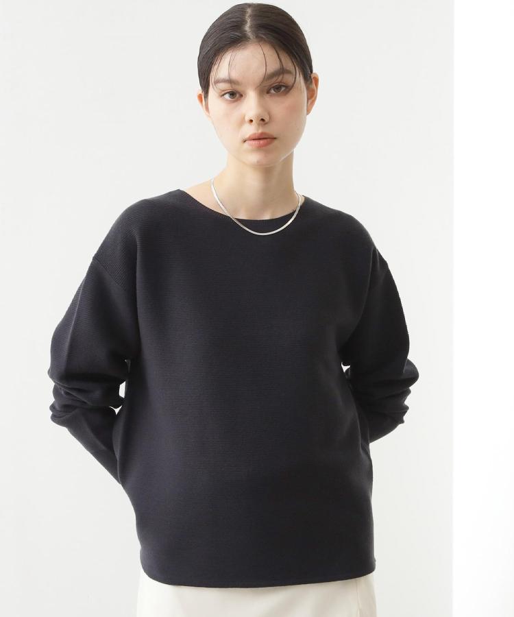 ザ ショップ ティーケー  (ウィメン) THE SHOP TK(Women) 【洗える】毛玉になりにくい蓄熱ガーターニット （スミクロ(018)） スミクロ(018)