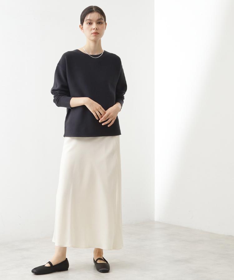 ザ ショップ ティーケー  (ウィメン) THE SHOP TK(Women) 【洗える】毛玉になりにくい蓄熱ガーターニット （スミクロ(018)） スミクロ(018)