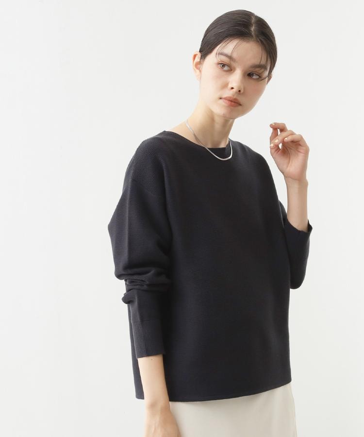 ザ ショップ ティーケー  (ウィメン) THE SHOP TK(Women) 【洗える】毛玉になりにくい蓄熱ガーターニット （スミクロ(018)） スミクロ(018)