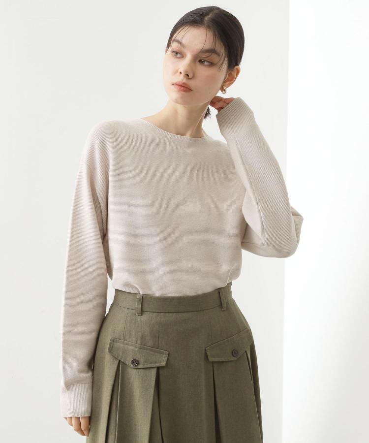 ザ ショップ ティーケー  (ウィメン) THE SHOP TK(Women) 【洗える】毛玉になりにくい蓄熱ガーターニット （スミクロ(018)） スミクロ(018)