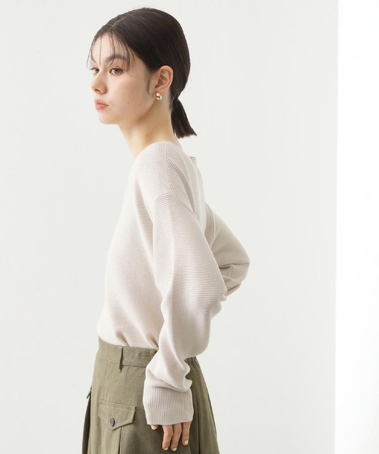 ザ ショップ ティーケー  (ウィメン) THE SHOP TK(Women) 【洗える】毛玉になりにくい蓄熱ガーターニット （スミクロ(018)） スミクロ(018)