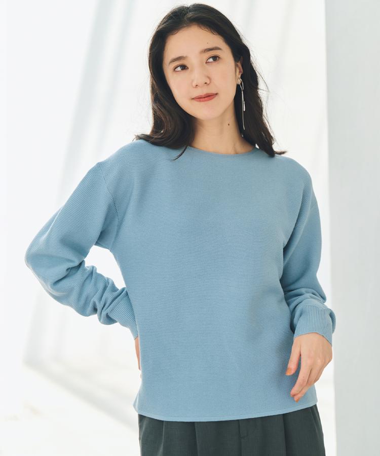 ザ ショップ ティーケー  (ウィメン) THE SHOP TK(Women) 【洗える】毛玉になりにくい蓄熱ガーターニット （ブルー(091)） ブルー(091)