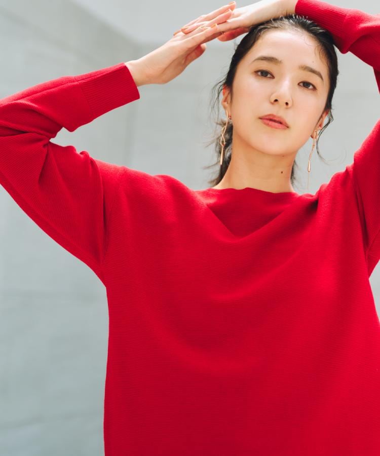 ザ ショップ ティーケー  (ウィメン) THE SHOP TK(Women) 【洗える】毛玉になりにくい蓄熱ガーターニット （レッド(063)） レッド(063)