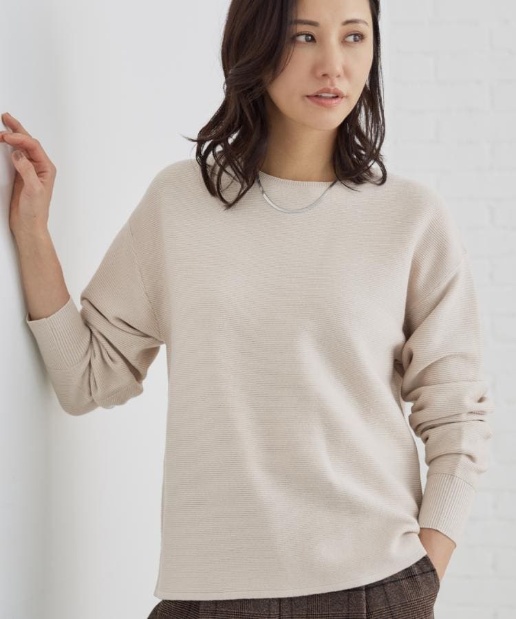 ザ ショップ ティーケー  (ウィメン) THE SHOP TK(Women) 【洗える】毛玉になりにくい蓄熱ガーターニット （グレージュ(050)） グレージュ(050)