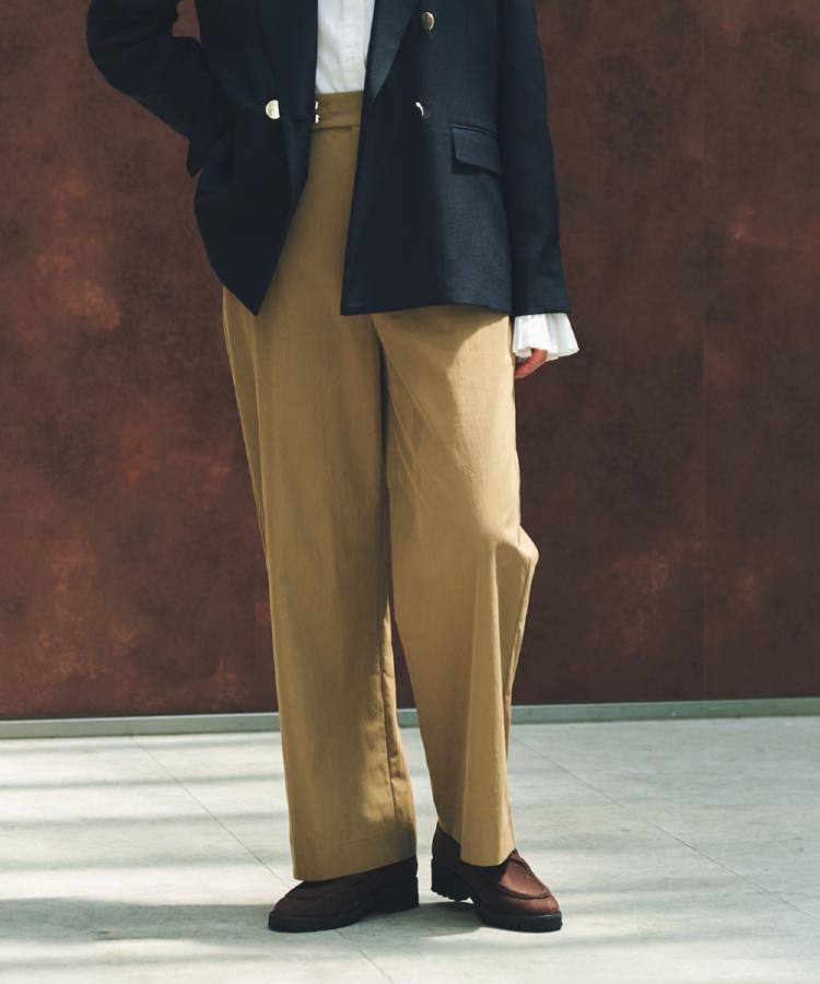 ザ ショップ ティーケー  (ウィメン) THE SHOP TK(Women) コットンナイロンデザイン釦パンツ （ピンクベージュ(053)） ピンクベージュ(053)