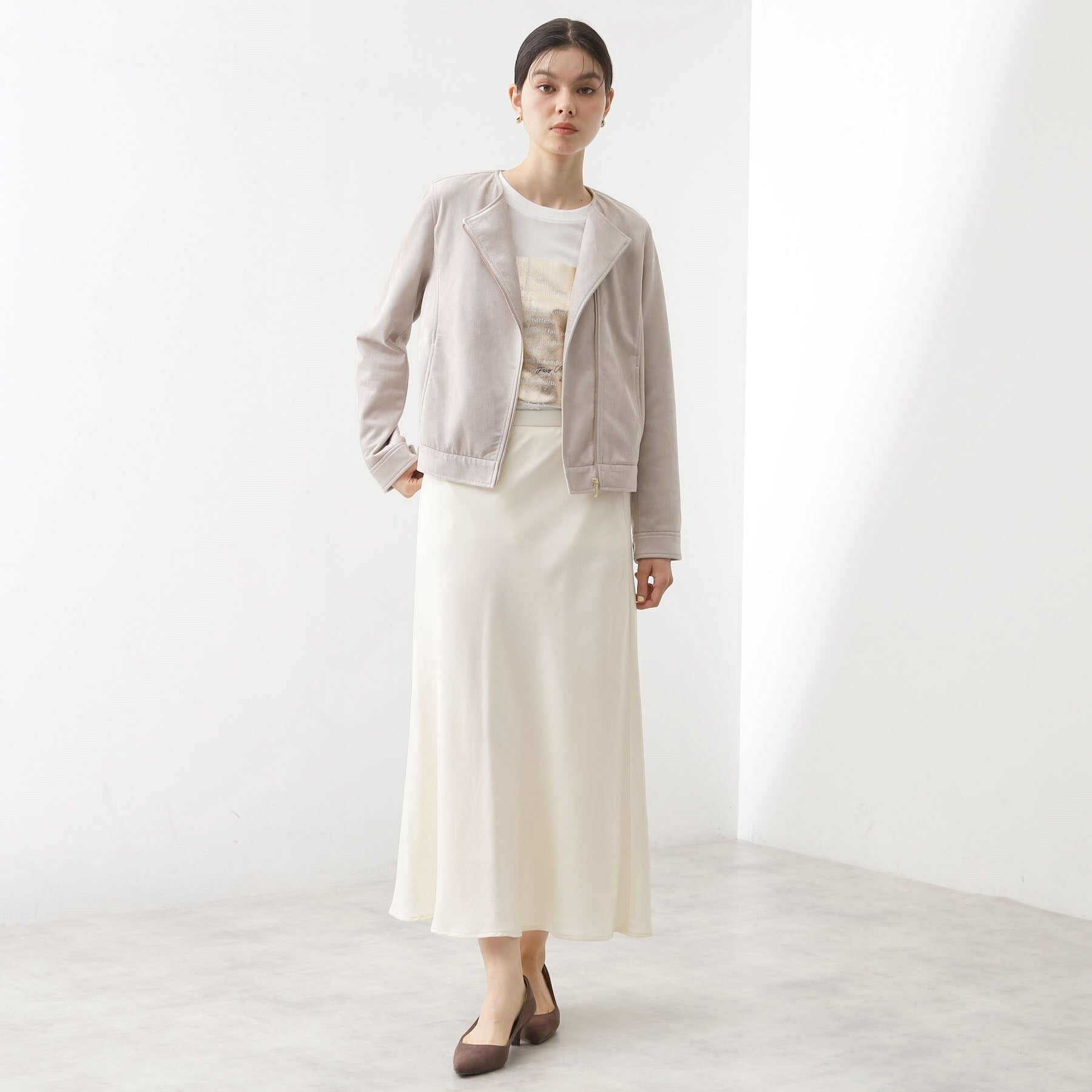 ザ ショップ ティーケー  (ウィメン) THE SHOP TK(Women) カットスエード調ライダース （スミクロ(018)） スミクロ(018)