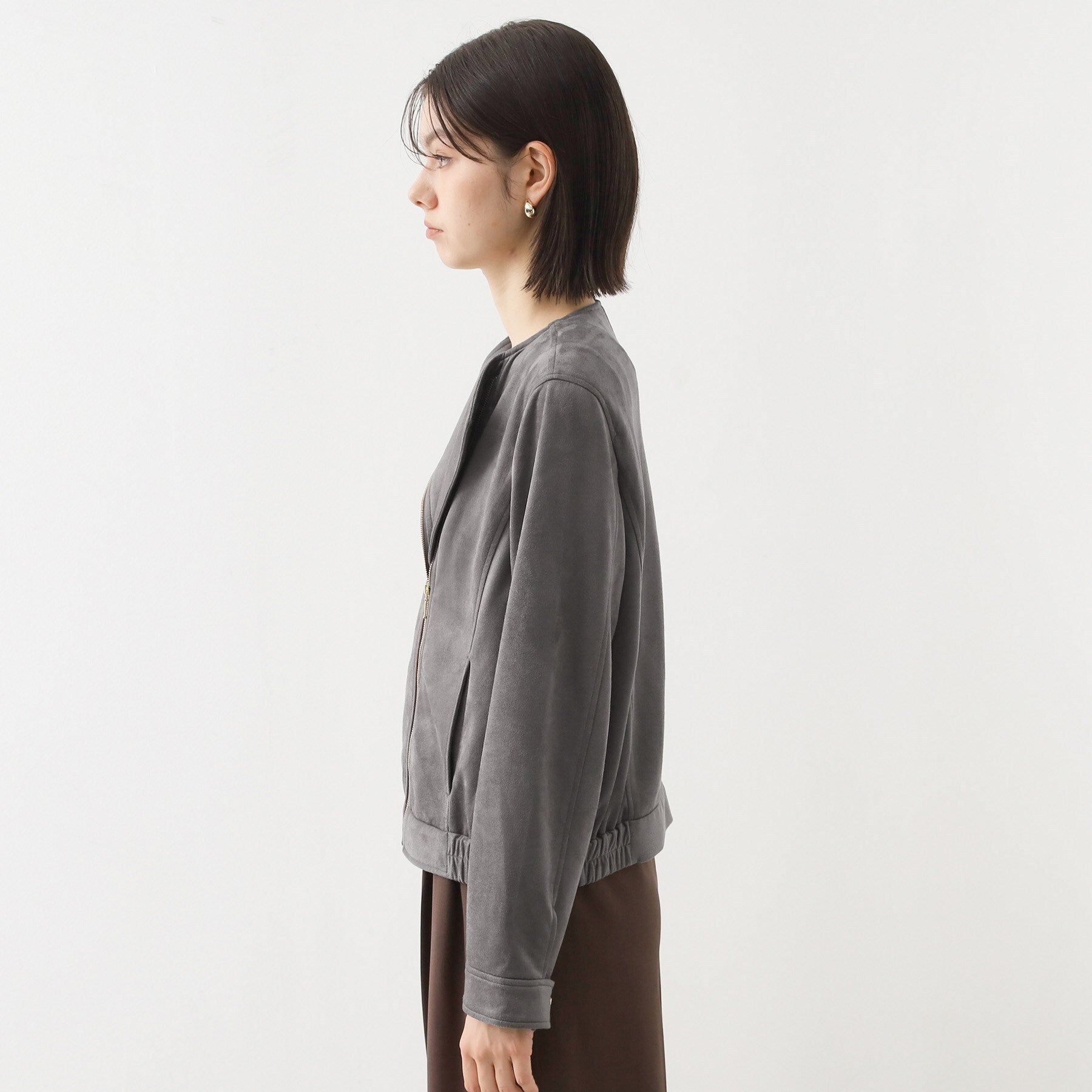 ザ ショップ ティーケー  (ウィメン) THE SHOP TK(Women) カットスエード調ライダース （スミクロ(018)） スミクロ(018)