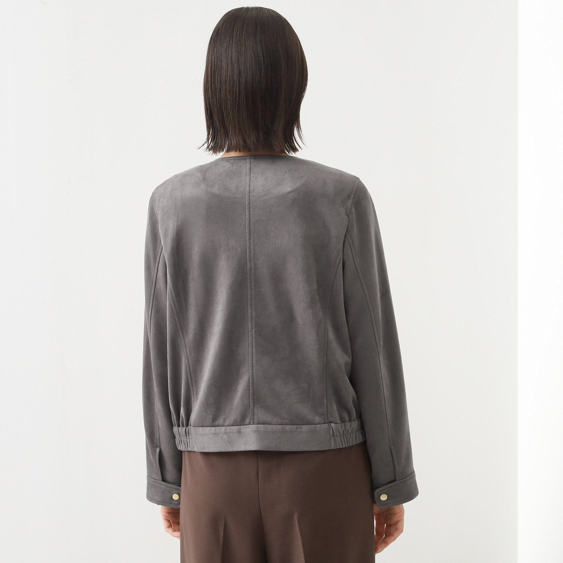 ザ ショップ ティーケー  (ウィメン) THE SHOP TK(Women) カットスエード調ライダース （スミクロ(018)） スミクロ(018)