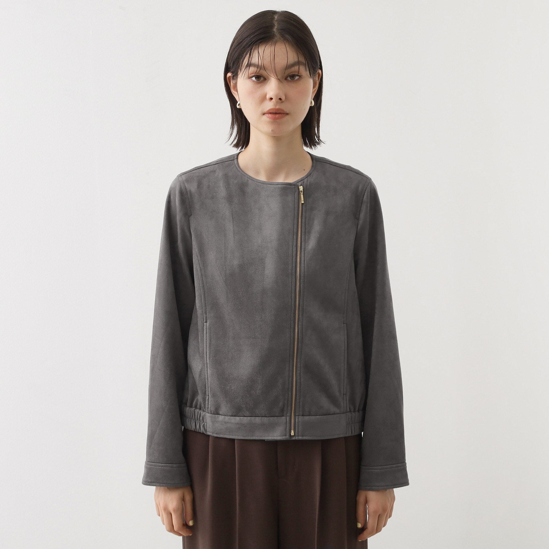 ザ ショップ ティーケー  (ウィメン) THE SHOP TK(Women) カットスエード調ライダース （スミクロ(018)） スミクロ(018)