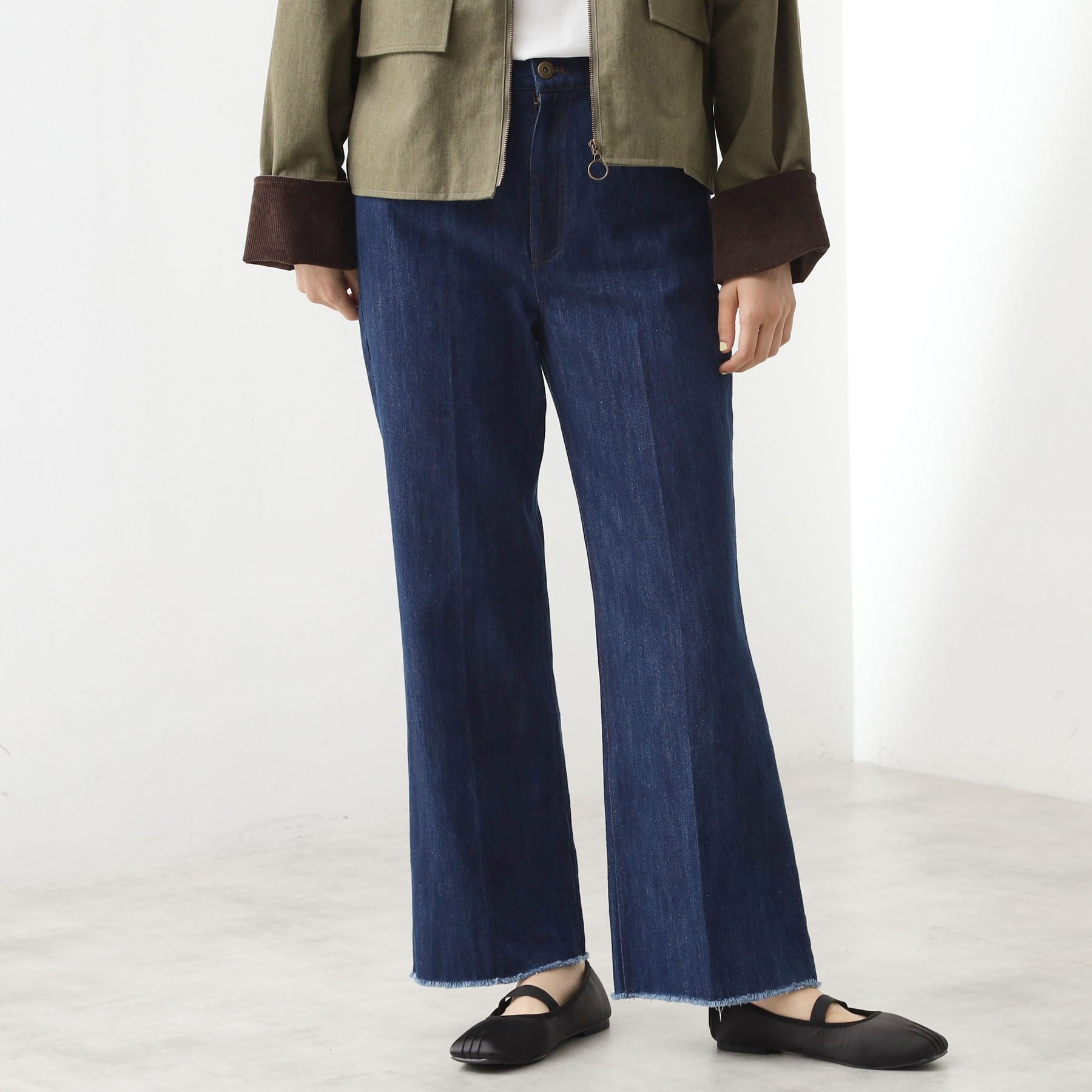 ザ ショップ ティーケー  (ウィメン) THE SHOP TK(Women) デニムフレアパンツ （ネイビー(094)） ネイビー(094)