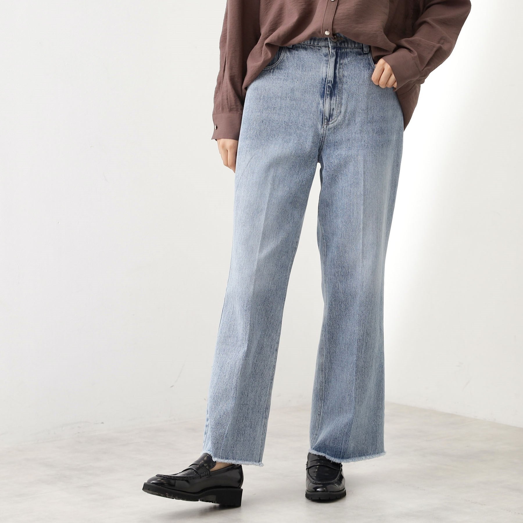 ザ ショップ ティーケー  (ウィメン) THE SHOP TK(Women) デニムフレアパンツ （ネイビー(094)） ネイビー(094)