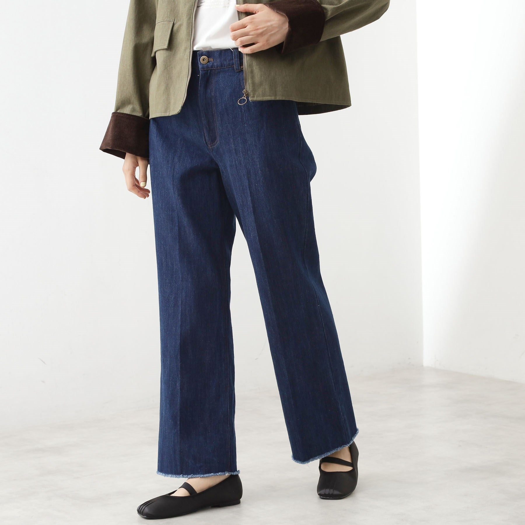 ザ ショップ ティーケー  (ウィメン) THE SHOP TK(Women) デニムフレアパンツ （ネイビー(094)） ネイビー(094)