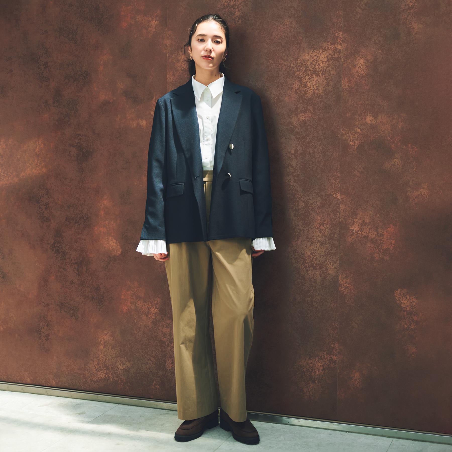 ザ ショップ ティーケー  (ウィメン) THE SHOP TK(Women) コットンナイロンデザイン釦パンツ （スミクロ(018)） スミクロ(018)