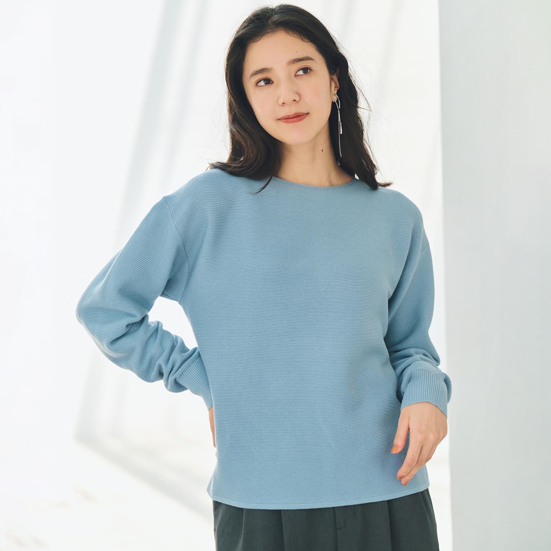 ザ ショップ ティーケー  (ウィメン) THE SHOP TK(Women) 【S-XLサイズ/WEB限定カラー】選べる7色ガーターニット/毛玉になりにくい/体型カバー/洗濯機OK/蓄熱性 （ブルー(091)） ブルー(091)