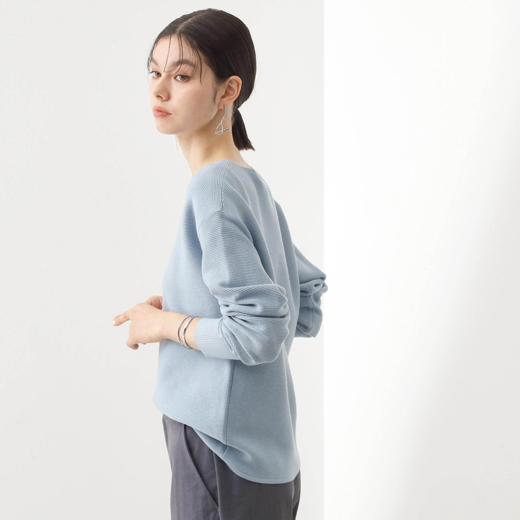 ザ ショップ ティーケー  (ウィメン) THE SHOP TK(Women) 【S-XLサイズ/WEB限定カラー】選べる7色ガーターニット/毛玉になりにくい/体型カバー/洗濯機OK/蓄熱性 （ブルー(091)） ブルー(091)