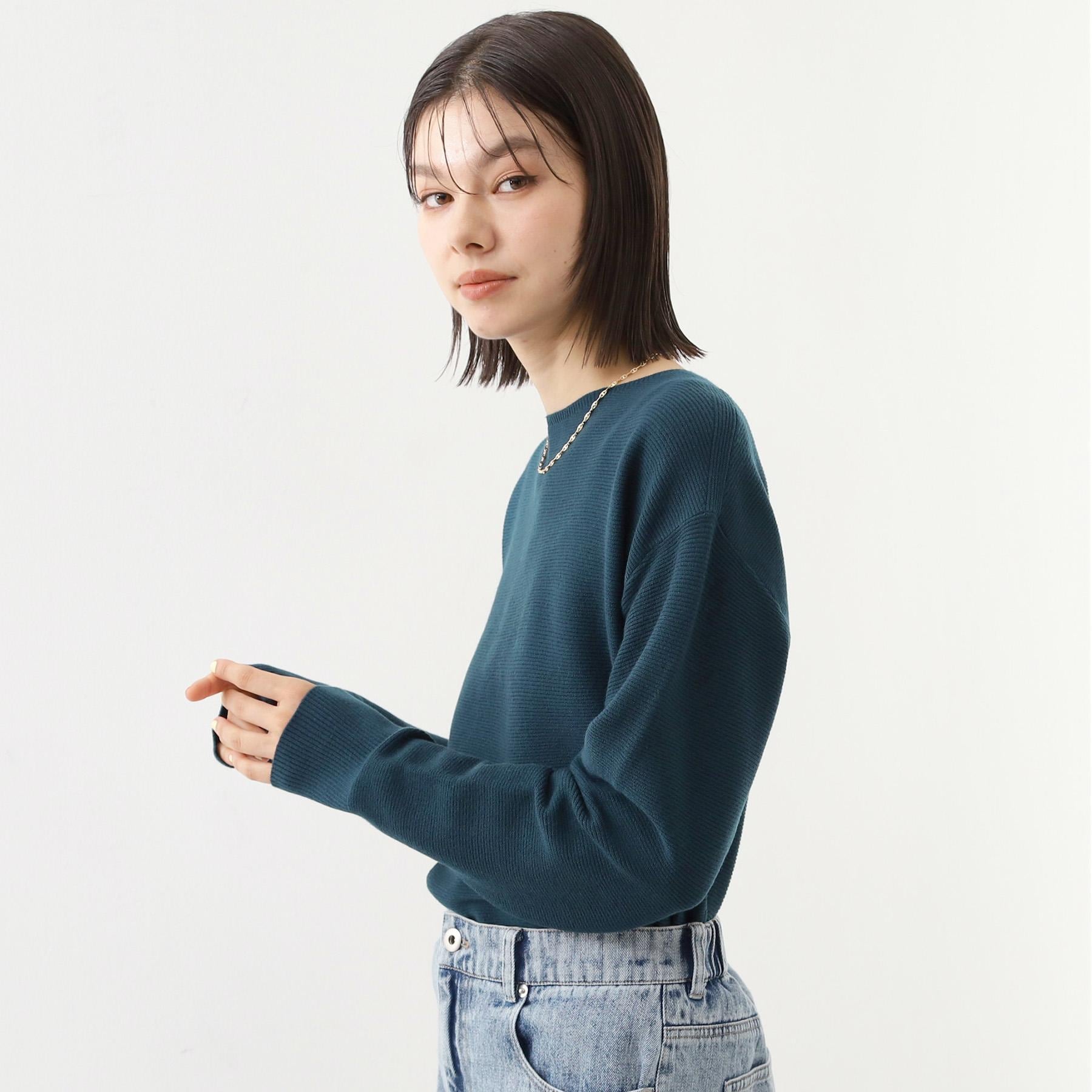 ザ ショップ ティーケー  (ウィメン) THE SHOP TK(Women) 【S-XLサイズ/WEB限定カラー】選べる7色ガーターニット/毛玉になりにくい/体型カバー/洗濯機OK/蓄熱性 （ブルー(091)） ブルー(091)