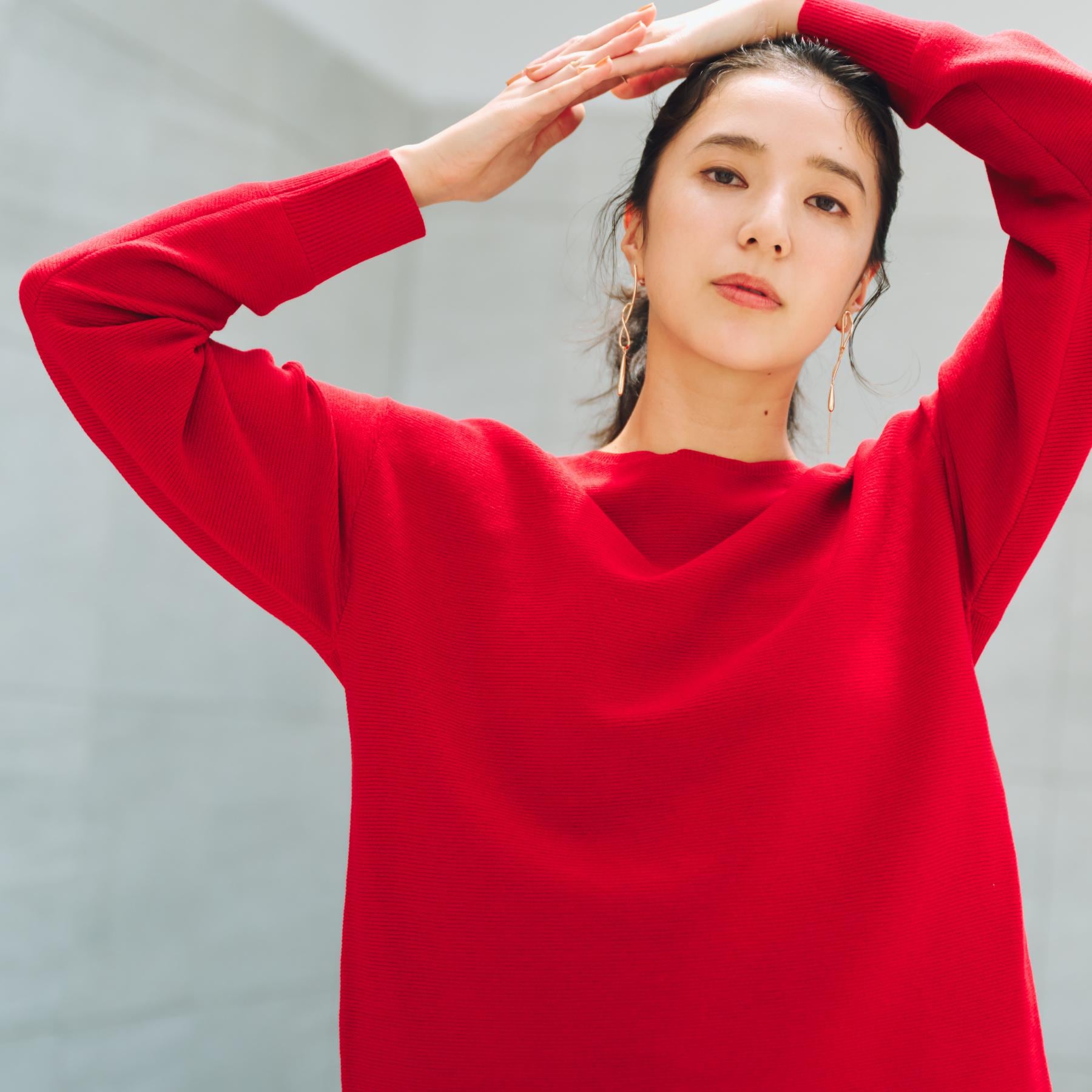 ザ ショップ ティーケー  (ウィメン) THE SHOP TK(Women) 【S-XLサイズ/WEB限定カラー】選べる7色ガーターニット/毛玉になりにくい/体型カバー/洗濯機OK/蓄熱性 （レッド(063)） レッド(063)