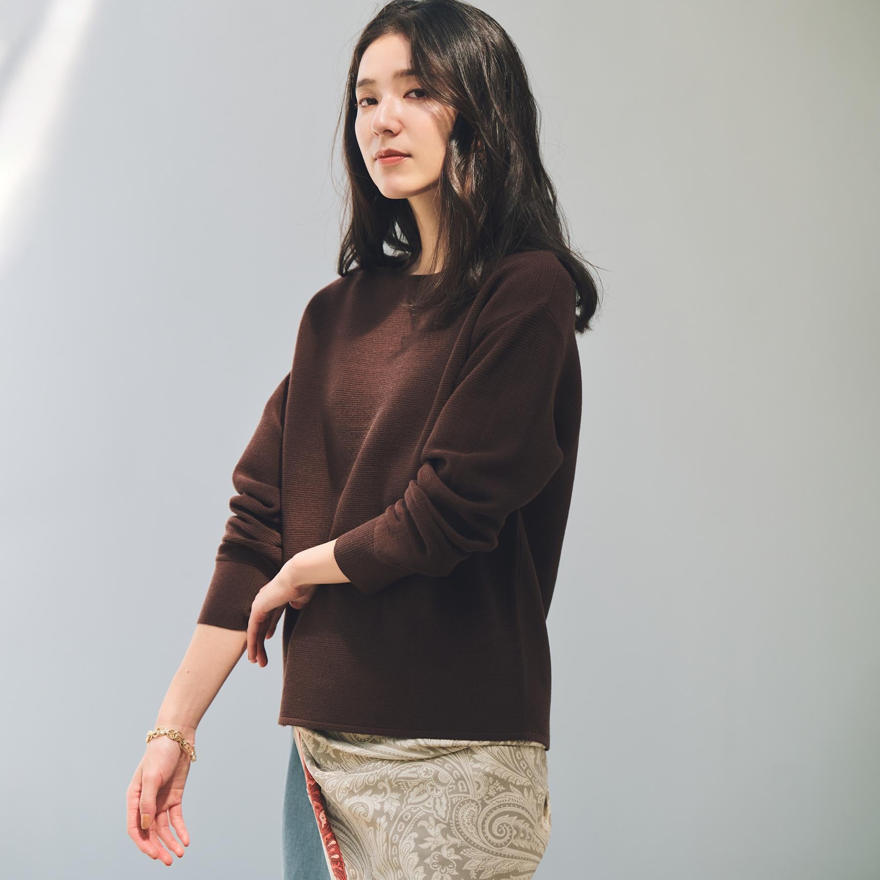 ザ ショップ ティーケー  (ウィメン) THE SHOP TK(Women) 【S-XLサイズ/WEB限定カラー】選べる7色ガーターニット/毛玉になりにくい/体型カバー/洗濯機OK/蓄熱性 （ブラウン/WEB限定(943)） ブラウン/WEB限定(943)