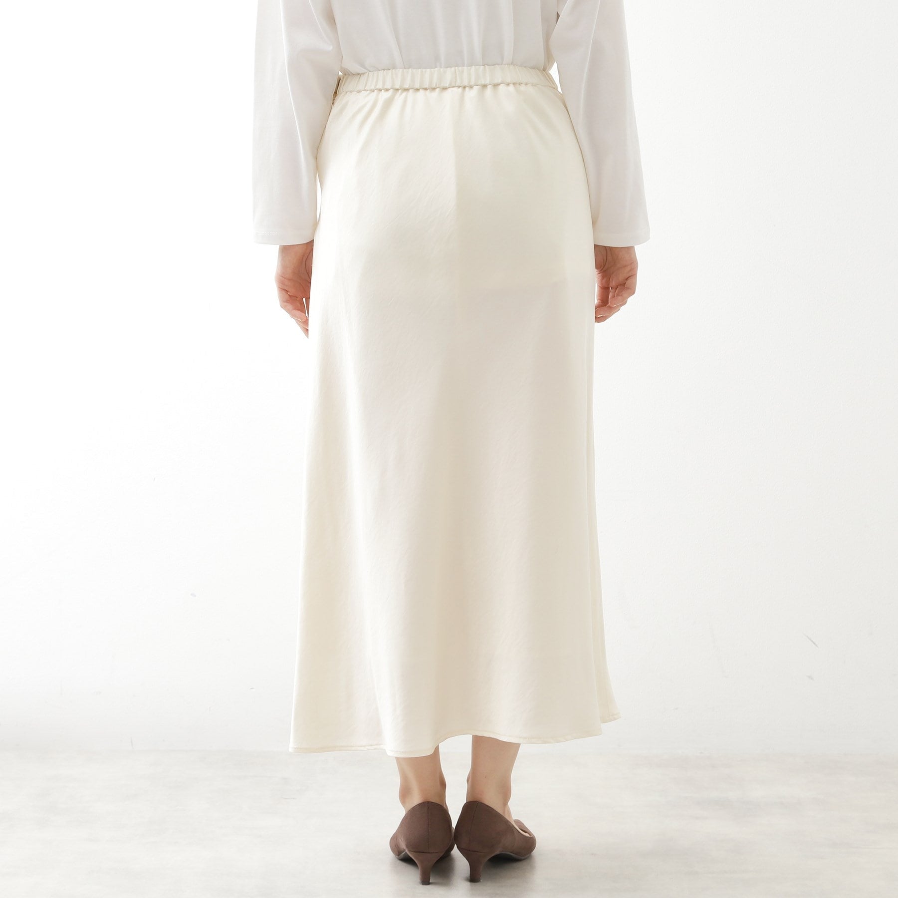 ザ ショップ ティーケー  (ウィメン) THE SHOP TK(Women) サテンAラインスカート （スミクロ(018)） スミクロ(018)