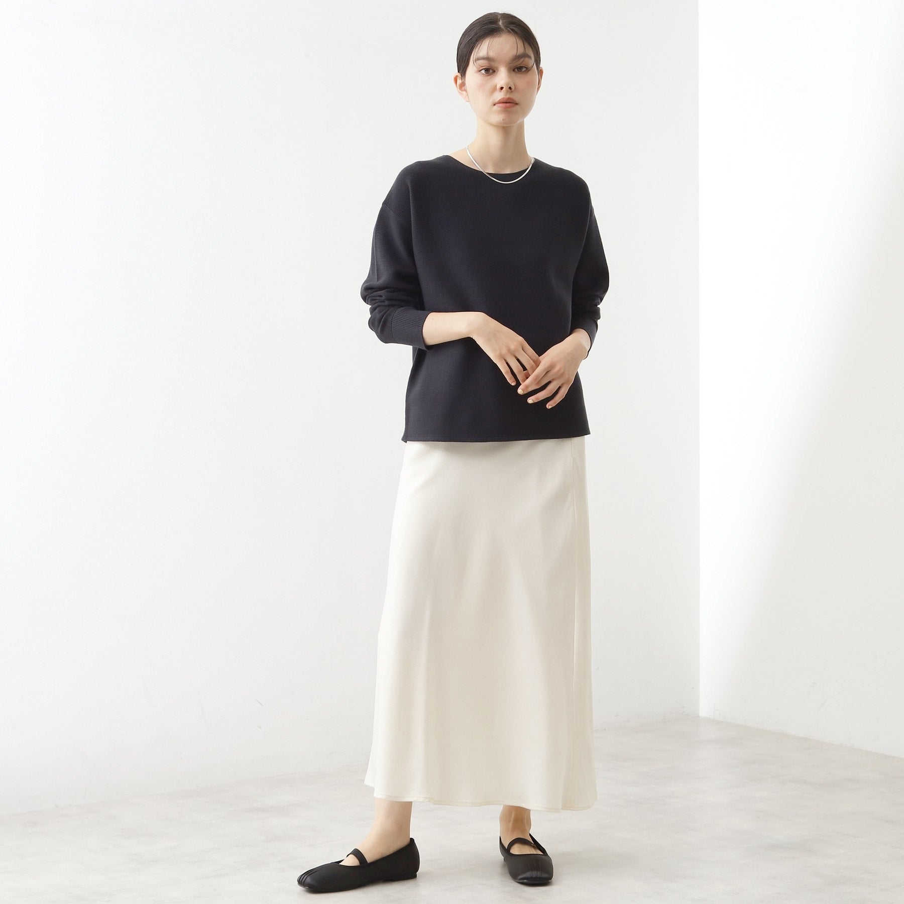 ザ ショップ ティーケー  (ウィメン) THE SHOP TK(Women) サテンAラインスカート （スミクロ(018)） スミクロ(018)