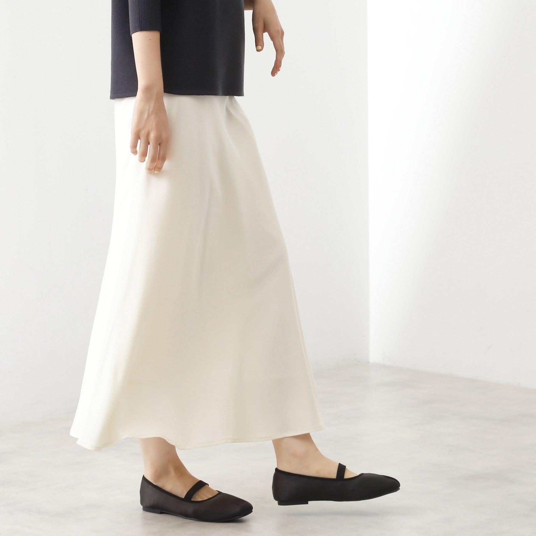 ザ ショップ ティーケー  (ウィメン) THE SHOP TK(Women) サテンAラインスカート （スミクロ(018)） スミクロ(018)
