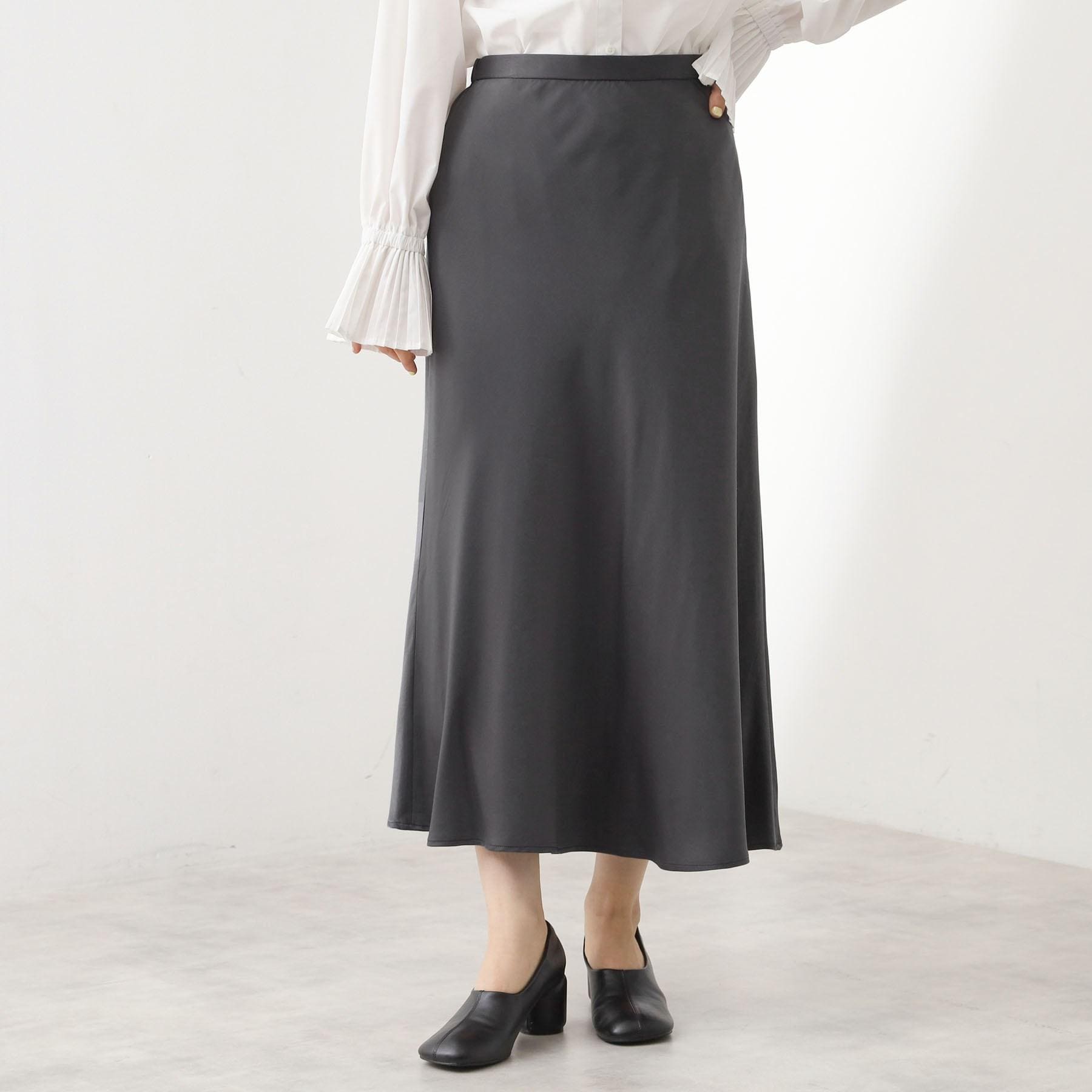 ザ ショップ ティーケー  (ウィメン) THE SHOP TK(Women) サテンAラインスカート （スミクロ(018)） スミクロ(018)