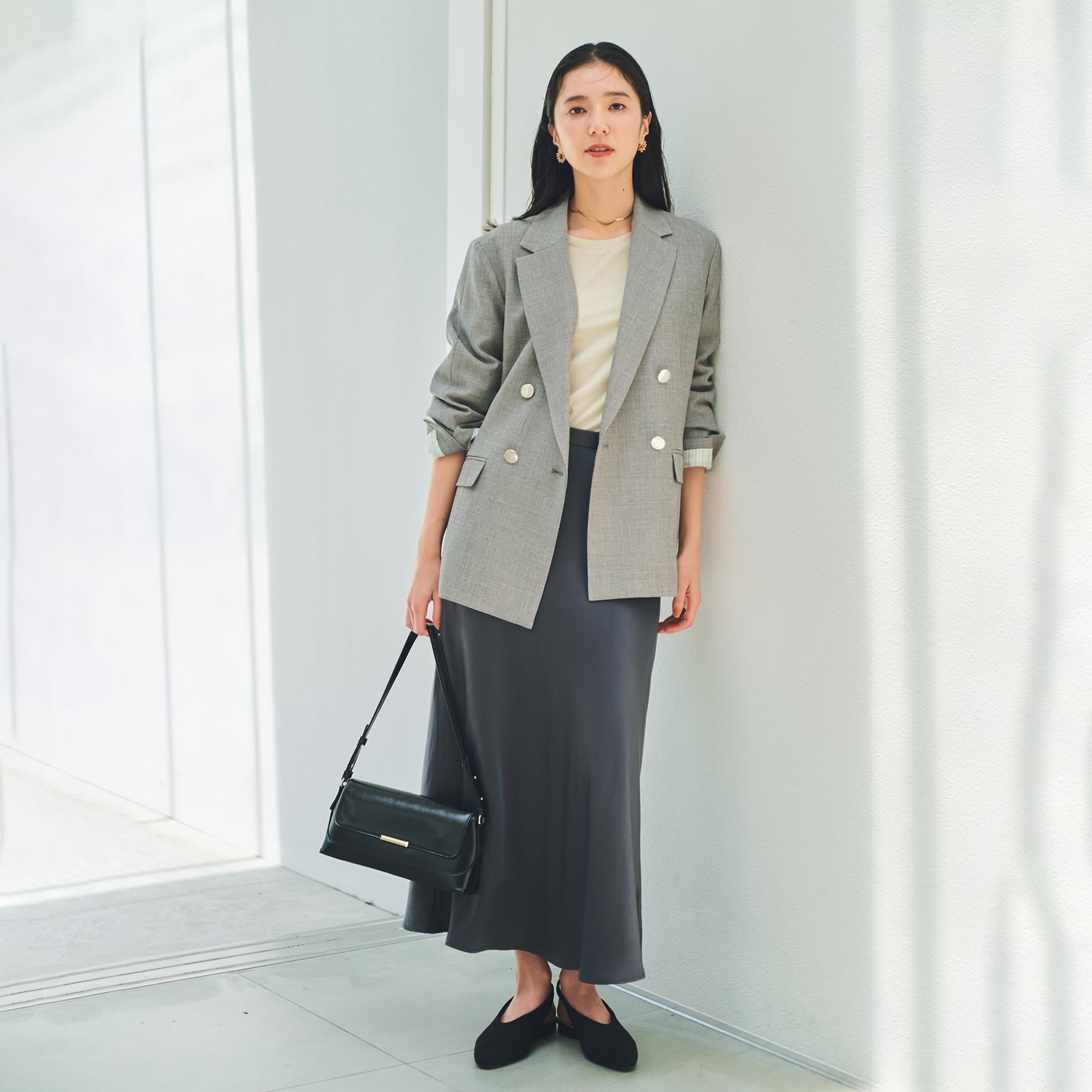 ザ ショップ ティーケー  (ウィメン) THE SHOP TK(Women) サテンAラインスカート （スミクロ(018)） スミクロ(018)