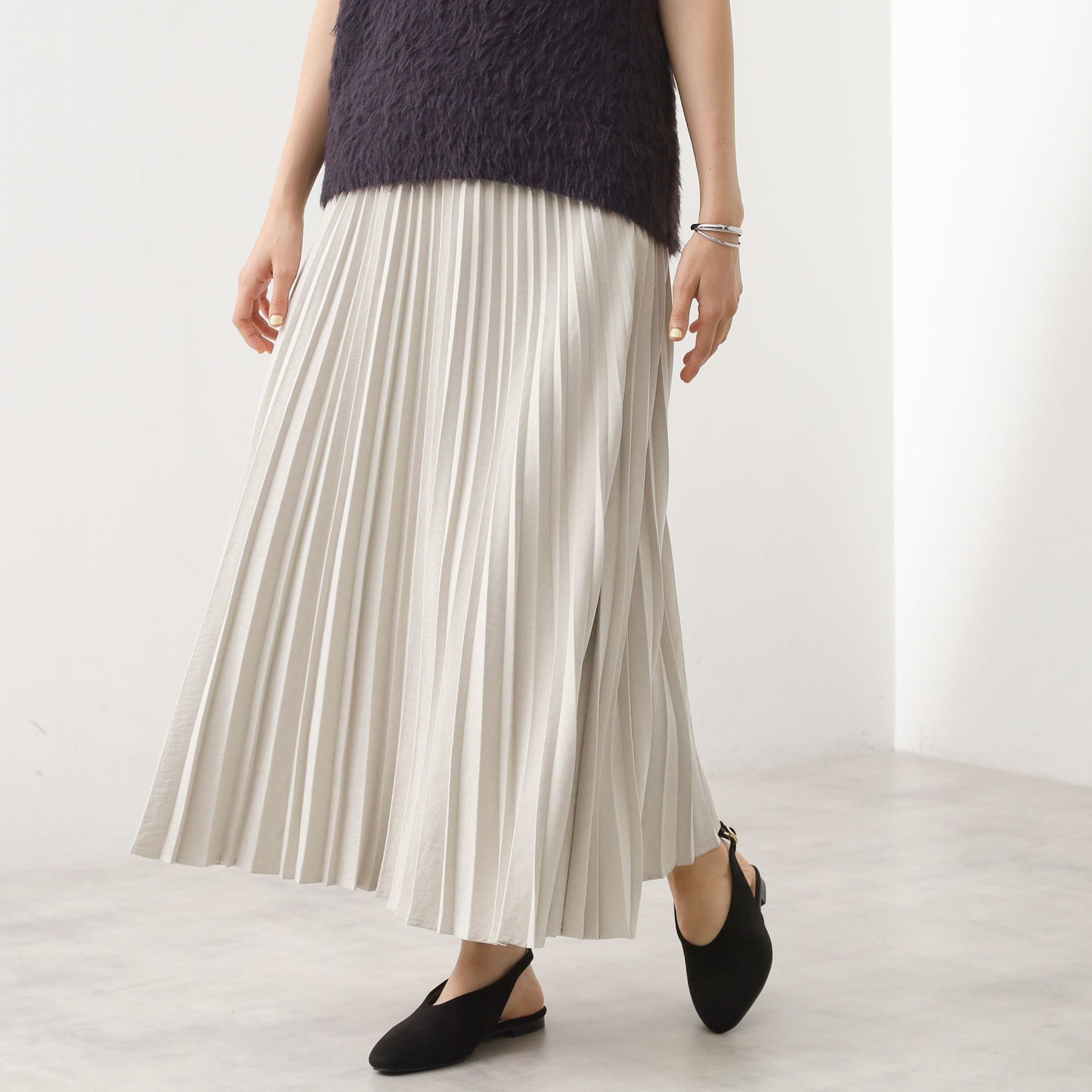 ザ ショップ ティーケー  (ウィメン) THE SHOP TK(Women) マイクロスエードプリーツスカート （アイボリー(004)） アイボリー(004)