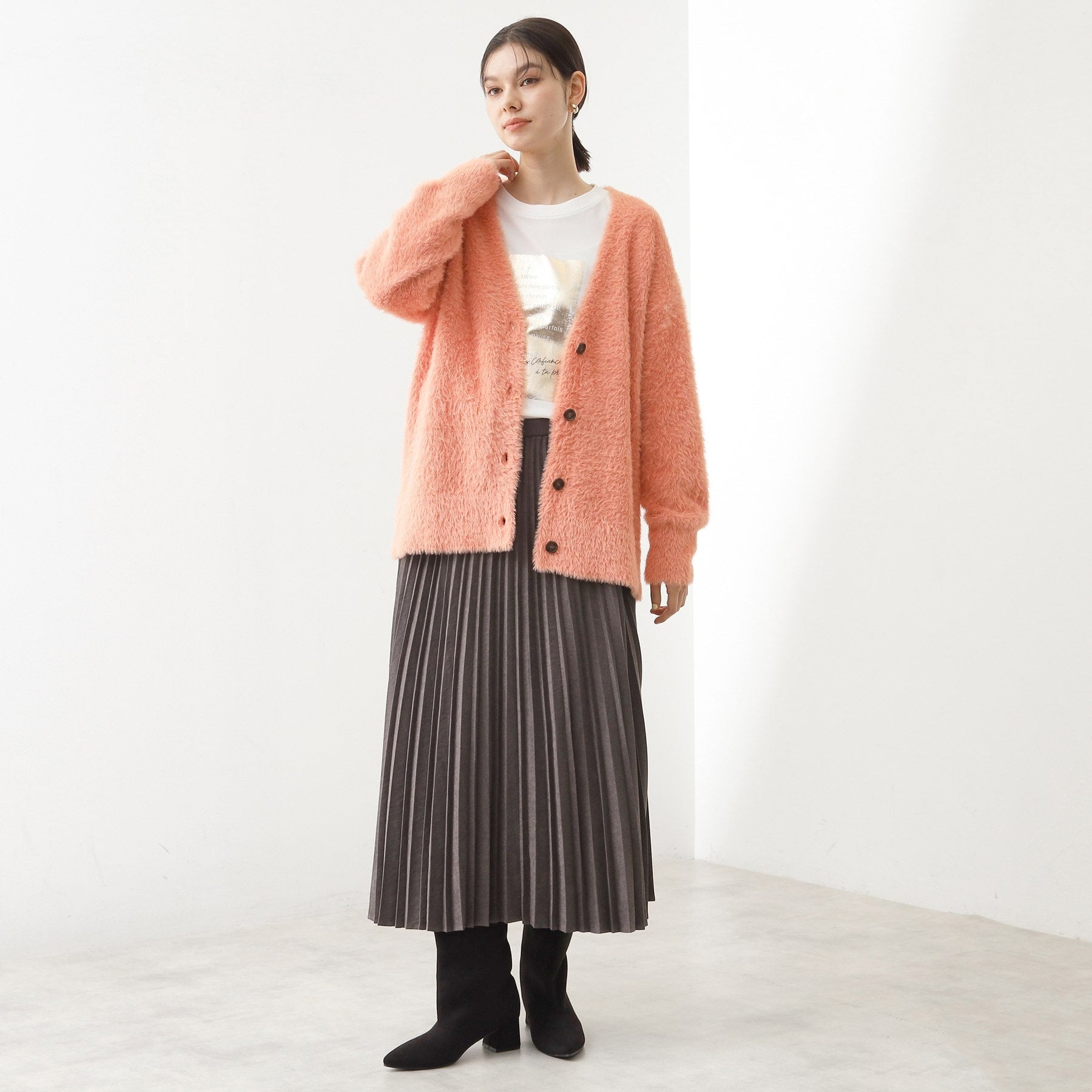 ザ ショップ ティーケー  (ウィメン) THE SHOP TK(Women) マイクロスエードプリーツスカート （アイボリー(004)） アイボリー(004)
