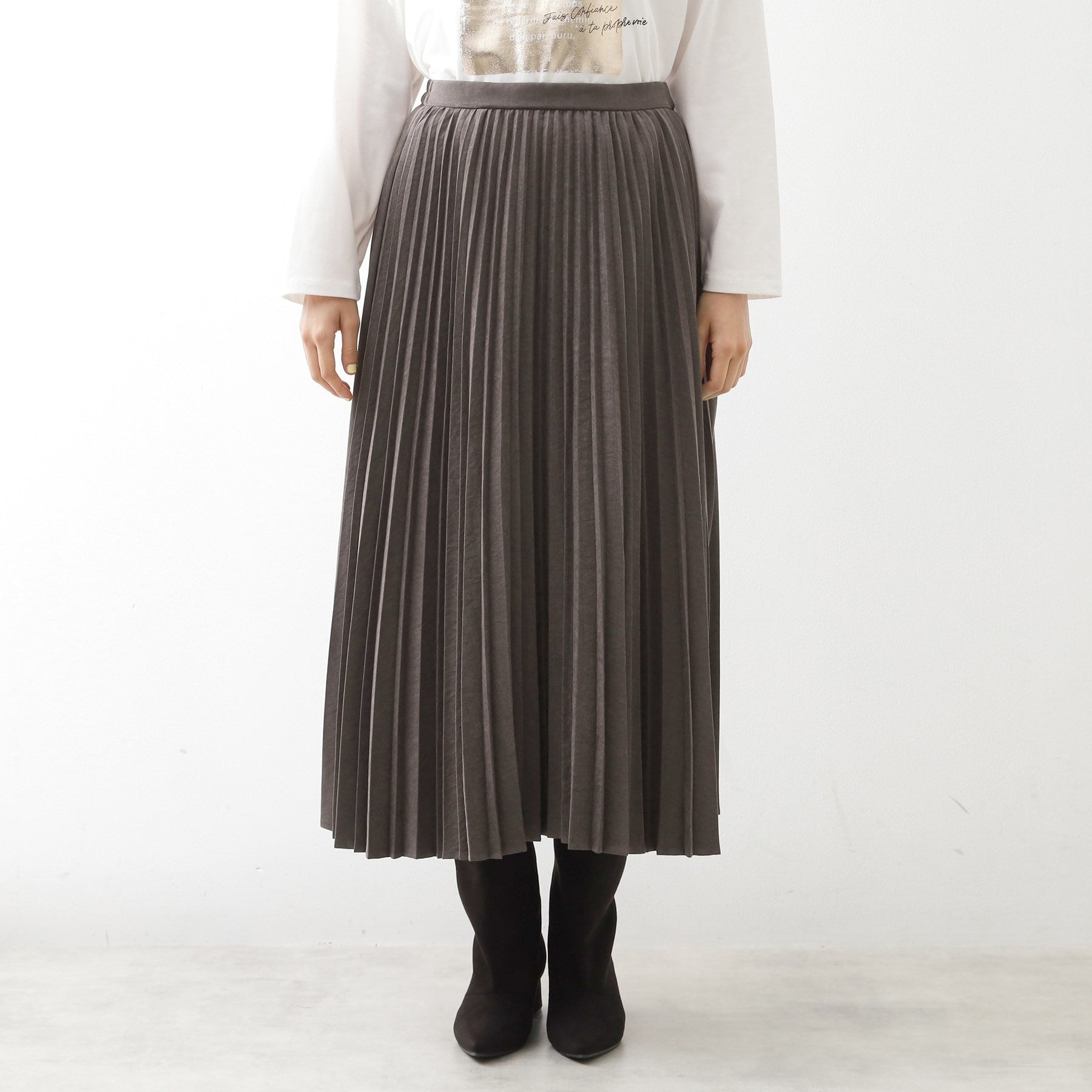ザ ショップ ティーケー  (ウィメン) THE SHOP TK(Women) マイクロスエードプリーツスカート （アイボリー(004)） アイボリー(004)
