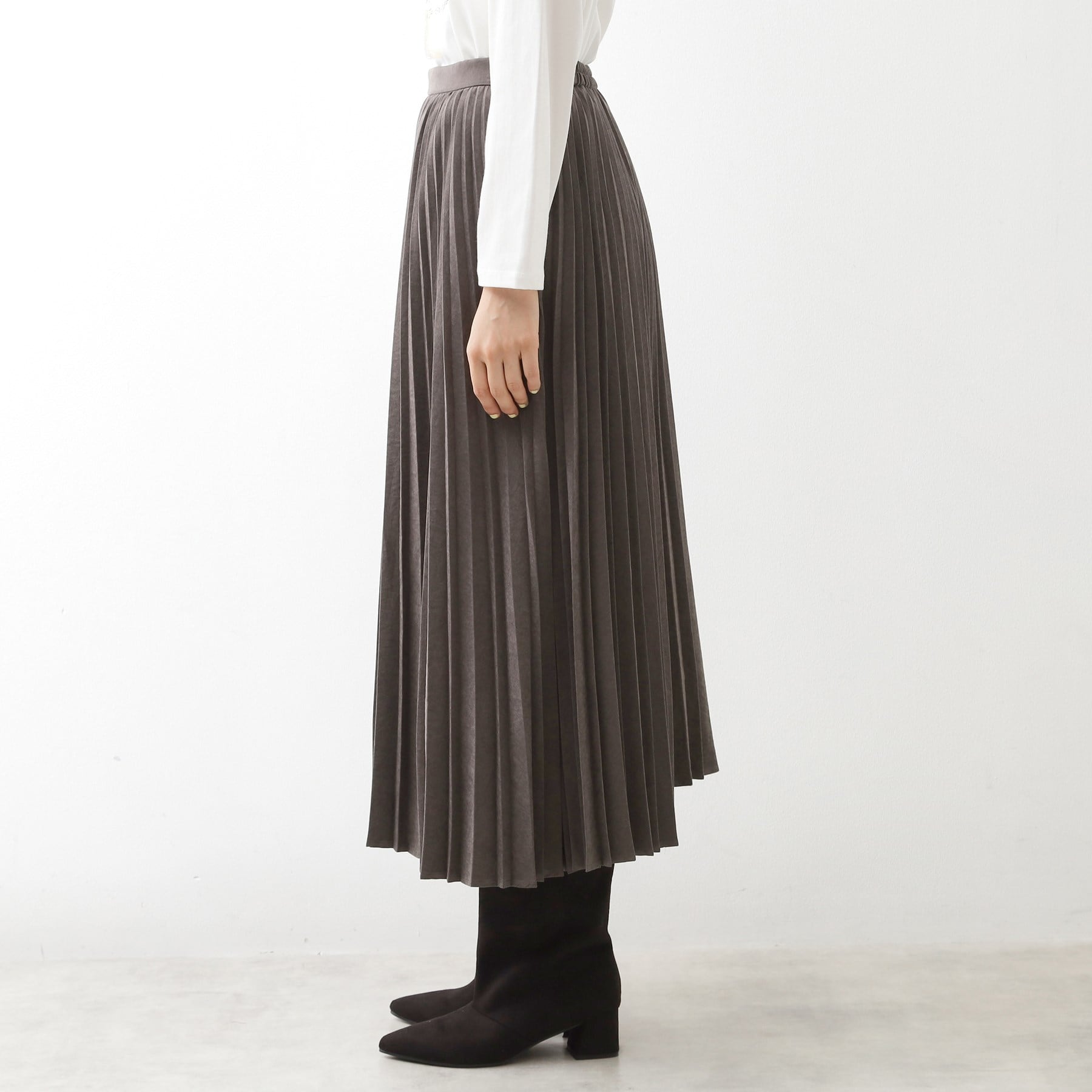 ザ ショップ ティーケー  (ウィメン) THE SHOP TK(Women) マイクロスエードプリーツスカート （アイボリー(004)） アイボリー(004)