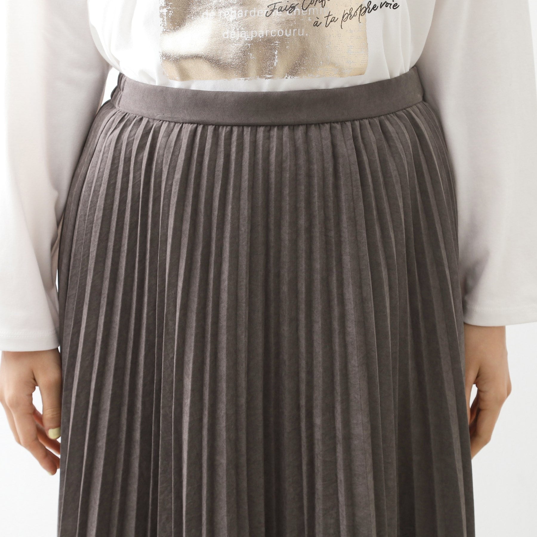 ザ ショップ ティーケー  (ウィメン) THE SHOP TK(Women) マイクロスエードプリーツスカート （アイボリー(004)） アイボリー(004)