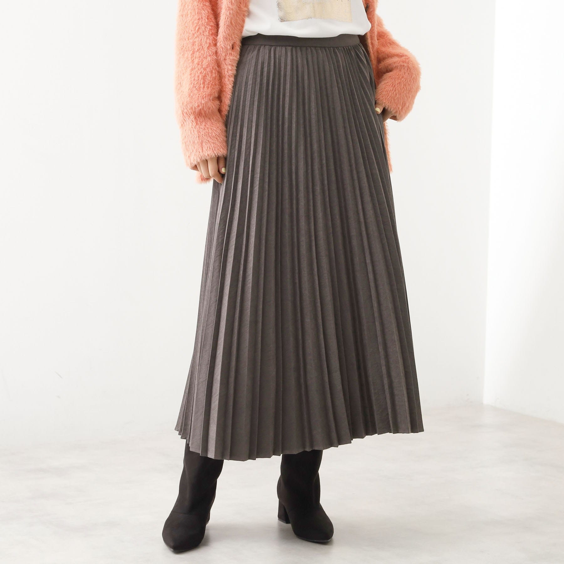 ザ ショップ ティーケー  (ウィメン) THE SHOP TK(Women) マイクロスエードプリーツスカート （スミクロ(018)） スミクロ(018)