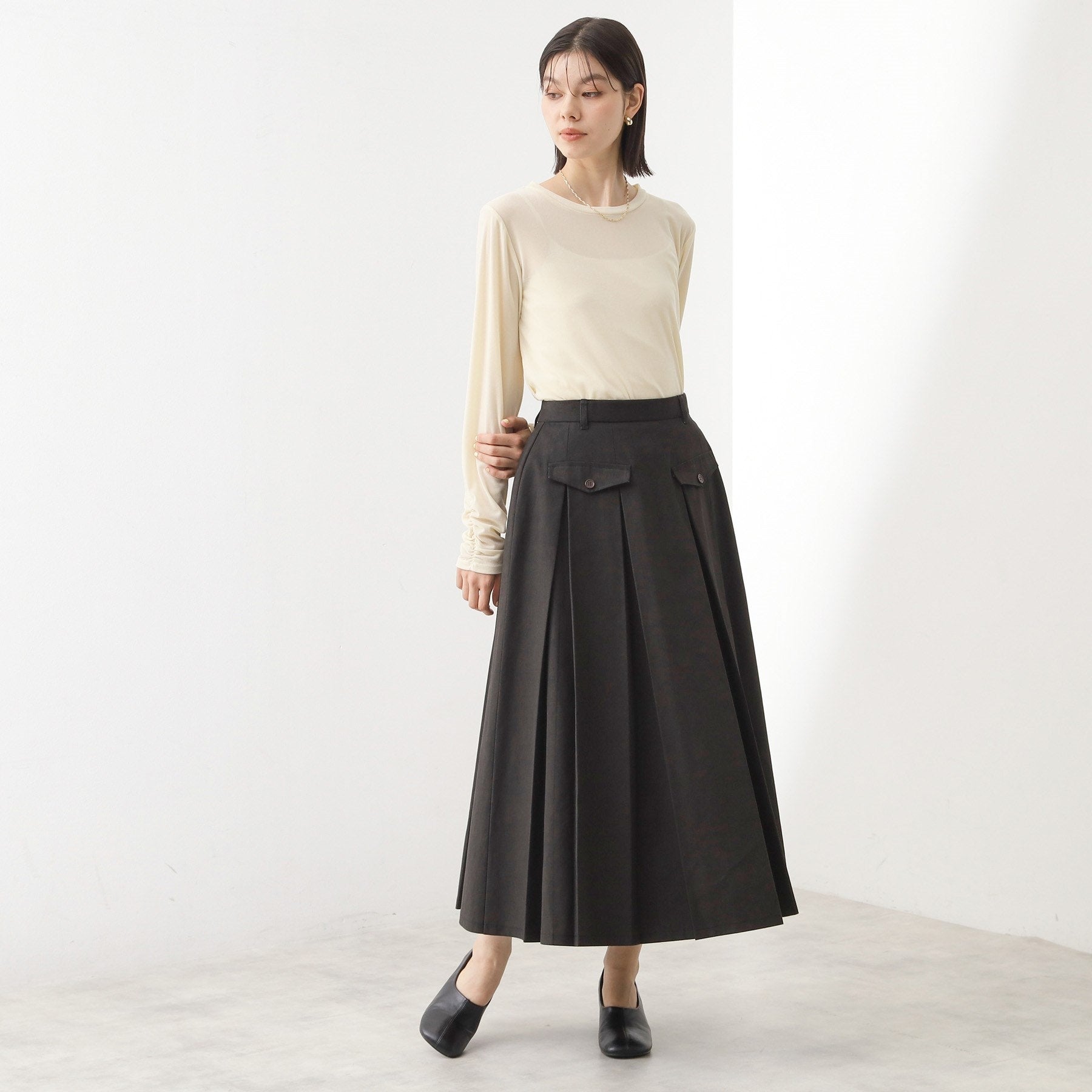 ザ ショップ ティーケー  (ウィメン) THE SHOP TK(Women) フラップタックスカート （グレージュ(050)） グレージュ(050)