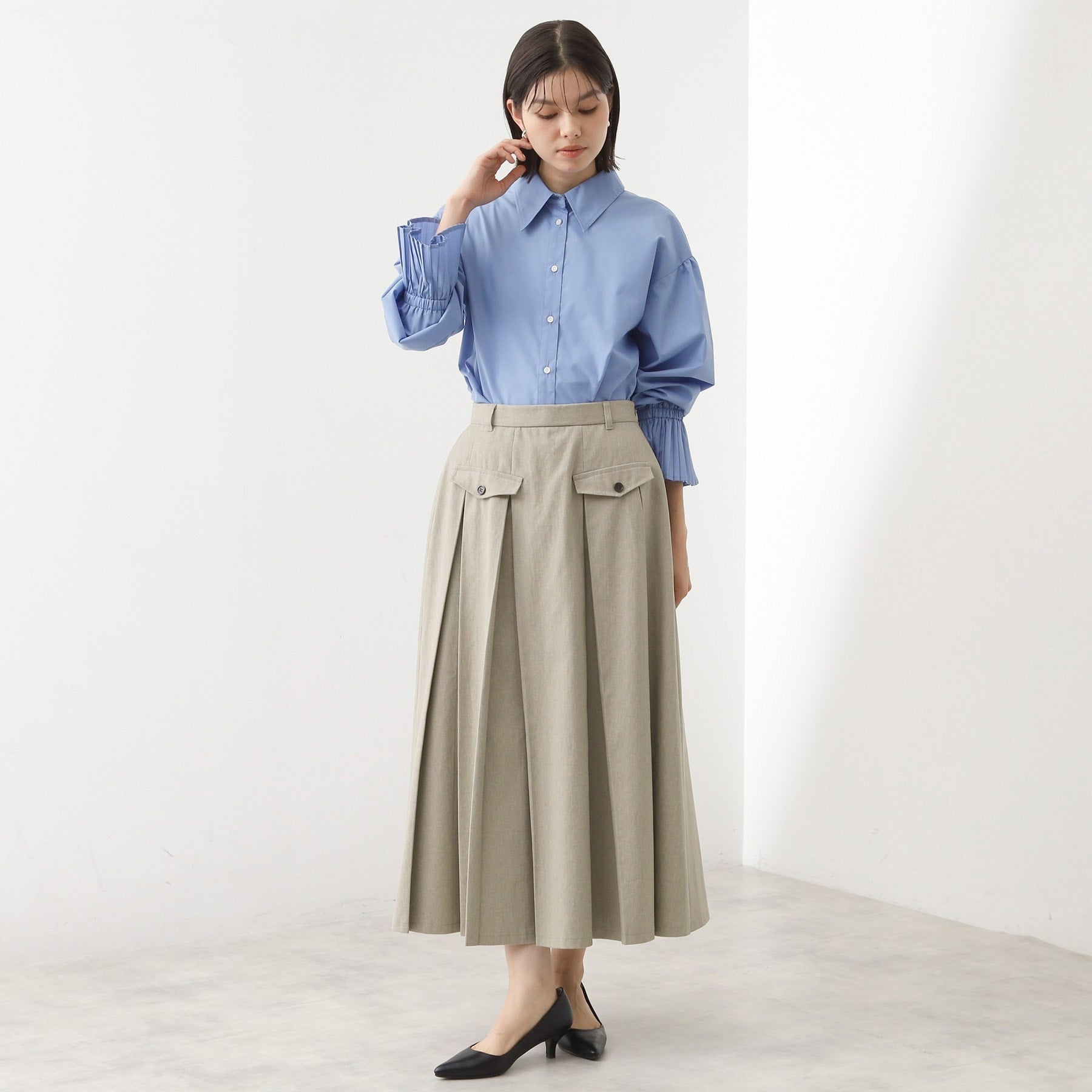 ザ ショップ ティーケー  (ウィメン) THE SHOP TK(Women) フラップタックスカート （グレージュ(050)） グレージュ(050)