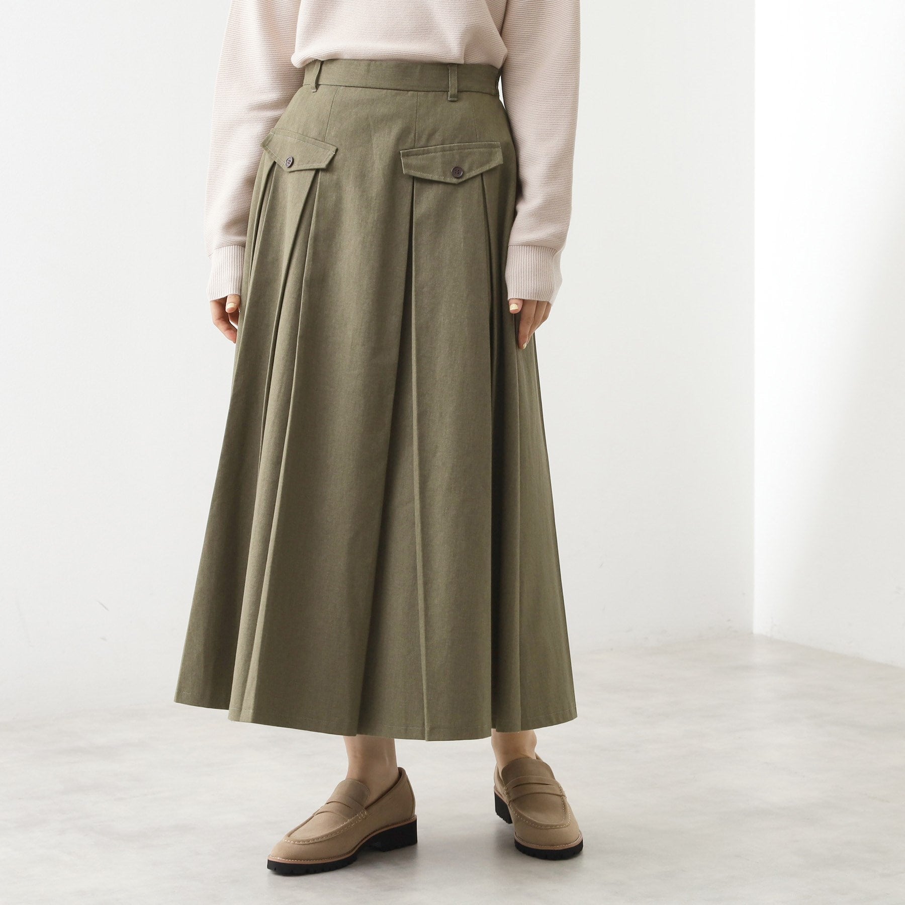 ザ ショップ ティーケー  (ウィメン) THE SHOP TK(Women) フラップタックスカート （カーキ(027)） カーキ(027)