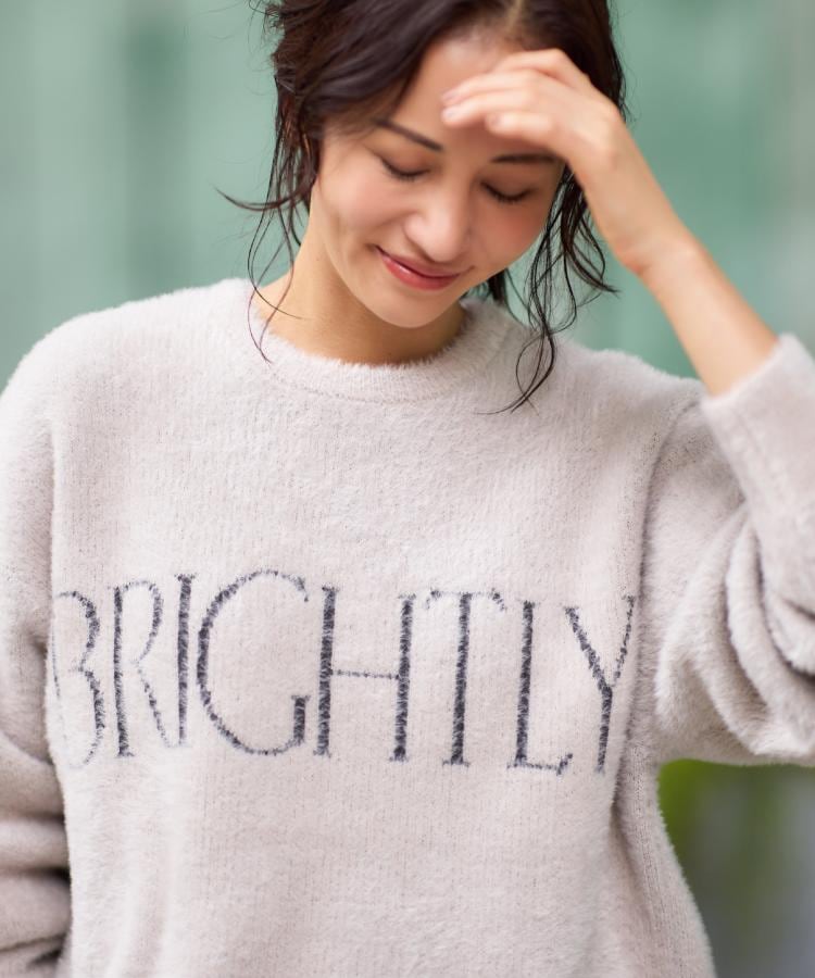 ザ ショップ ティーケー  (ウィメン) THE SHOP TK(Women) ベルベットフェザーロゴニットプルオーバー （チャコールグレー(014)） チャコールグレー(014)
