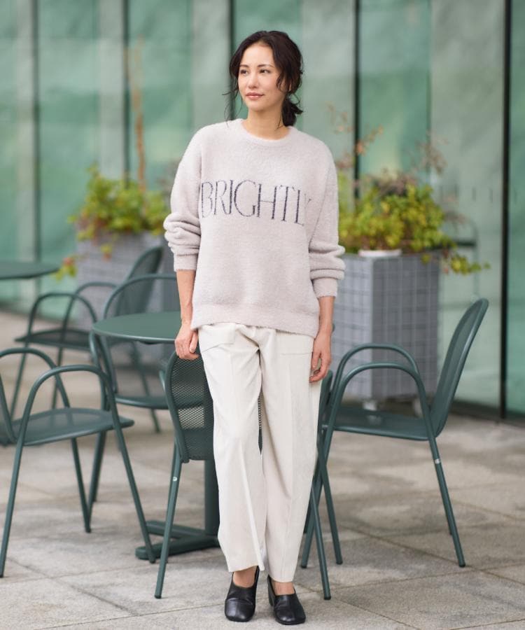 ザ ショップ ティーケー  (ウィメン) THE SHOP TK(Women) ベルベットフェザーロゴニットプルオーバー （チャコールグレー(014)） チャコールグレー(014)