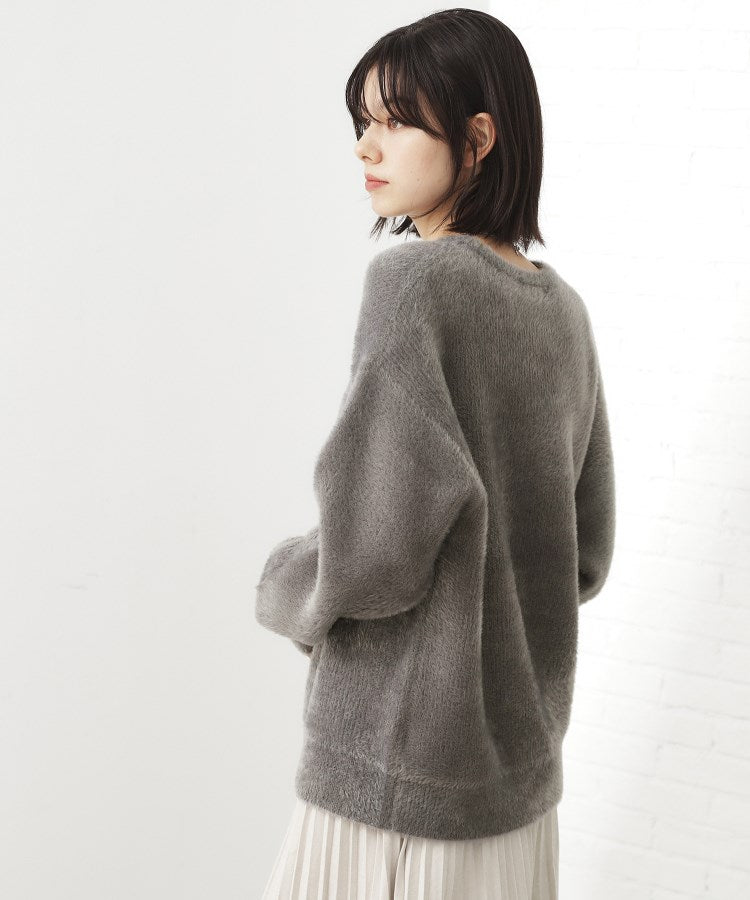 ザ ショップ ティーケー  (ウィメン) THE SHOP TK(Women) ベルベットフェザーロゴニットプルオーバー （チャコールグレー(014)） チャコールグレー(014)