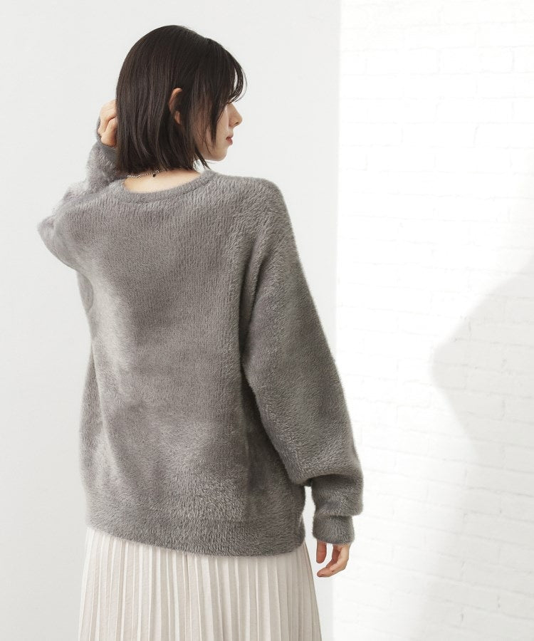 ザ ショップ ティーケー  (ウィメン) THE SHOP TK(Women) ベルベットフェザーロゴニットプルオーバー （チャコールグレー(014)） チャコールグレー(014)