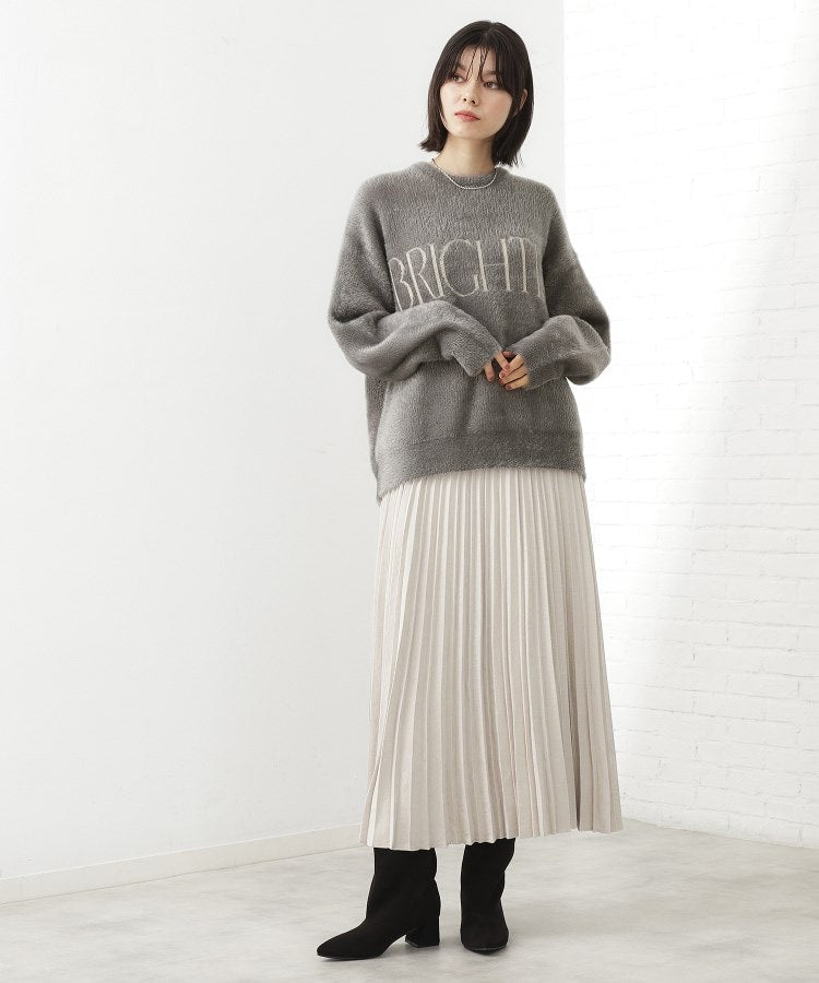 ザ ショップ ティーケー  (ウィメン) THE SHOP TK(Women) ベルベットフェザーロゴニットプルオーバー （チャコールグレー(014)） チャコールグレー(014)
