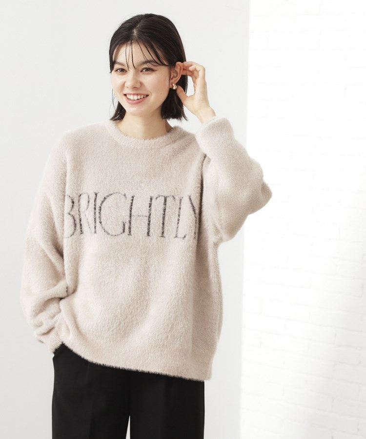 ザ ショップ ティーケー  (ウィメン) THE SHOP TK(Women) ベルベットフェザーロゴニットプルオーバー （チャコールグレー(014)） チャコールグレー(014)