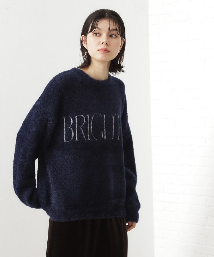 ザ ショップ ティーケー  (ウィメン) THE SHOP TK(Women) ベルベットフェザーロゴニットプルオーバー （チャコールグレー(014)） チャコールグレー(014)