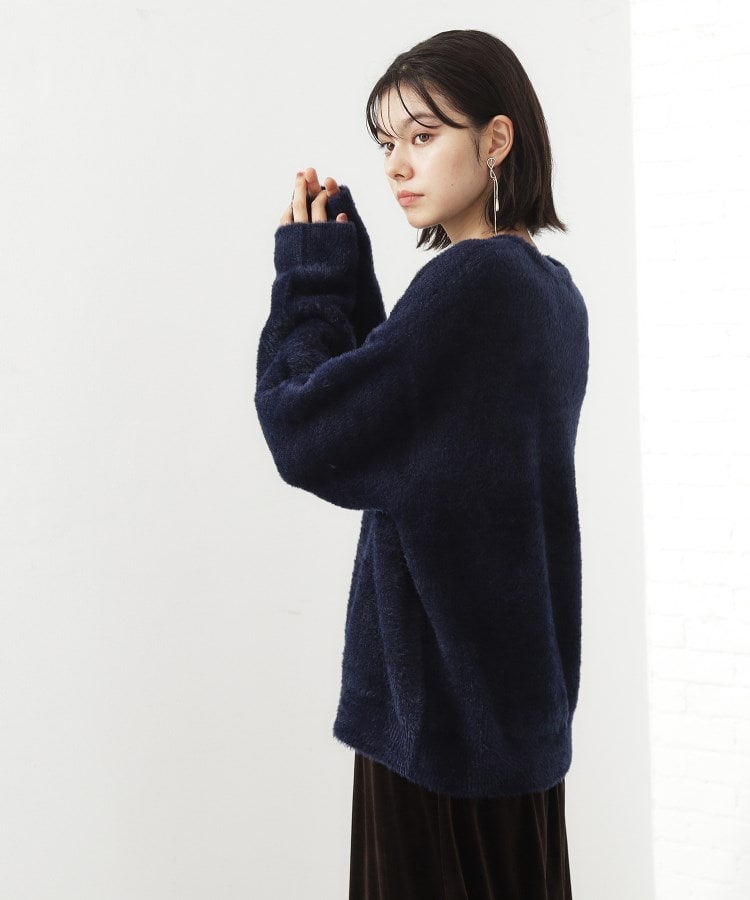 ザ ショップ ティーケー  (ウィメン) THE SHOP TK(Women) ベルベットフェザーロゴニットプルオーバー （チャコールグレー(014)） チャコールグレー(014)