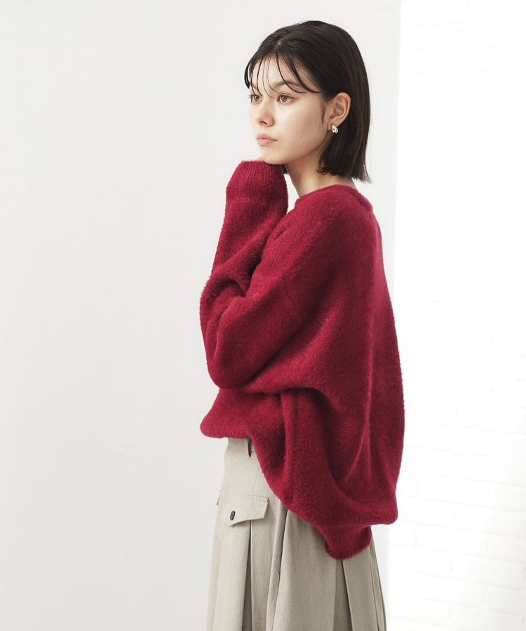 ザ ショップ ティーケー  (ウィメン) THE SHOP TK(Women) ベルベットフェザーロゴニットプルオーバー （チャコールグレー(014)） チャコールグレー(014)