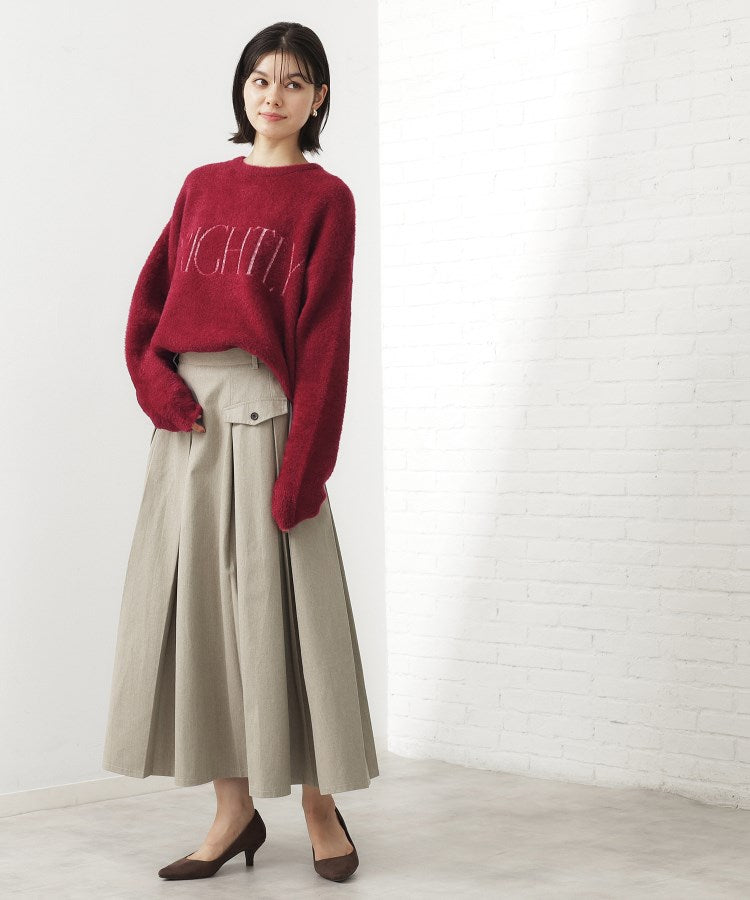 ザ ショップ ティーケー  (ウィメン) THE SHOP TK(Women) ベルベットフェザーロゴニットプルオーバー （チャコールグレー(014)） チャコールグレー(014)