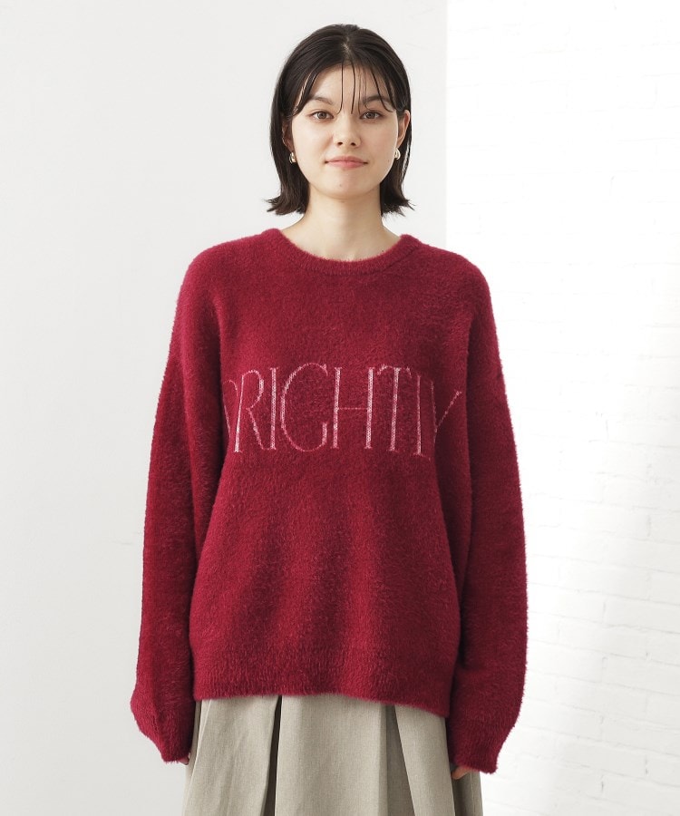 ザ ショップ ティーケー  (ウィメン) THE SHOP TK(Women) ベルベットフェザーロゴニットプルオーバー （チャコールグレー(014)） チャコールグレー(014)