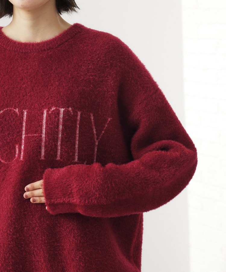 ザ ショップ ティーケー  (ウィメン) THE SHOP TK(Women) ベルベットフェザーロゴニットプルオーバー （チャコールグレー(014)） チャコールグレー(014)