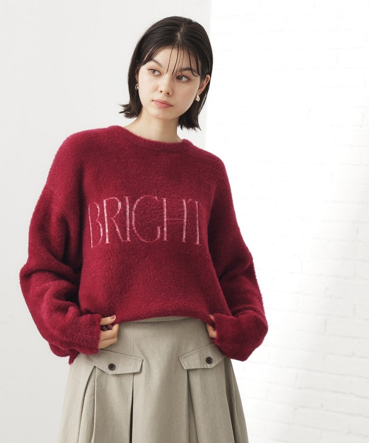 ザ ショップ ティーケー  (ウィメン) THE SHOP TK(Women) ベルベットフェザーロゴニットプルオーバー （チャコールグレー(014)） チャコールグレー(014)